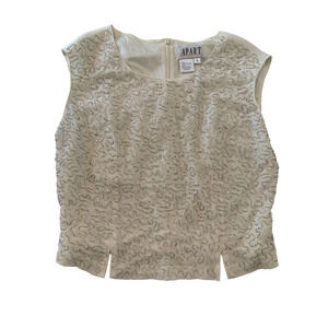 Vtg Apart Impressions Womens Ivory Formal Beaded Blouse Size 6 Glam Sleeveless